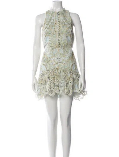 Pre-owned Acler Paisley Print Mini Dress In Blue