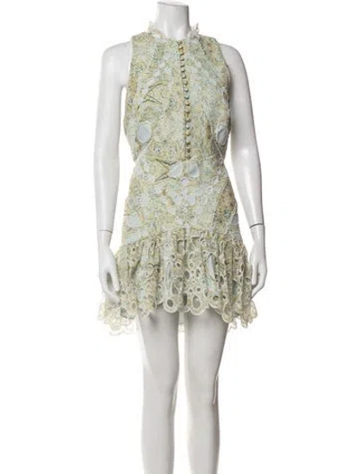 Pre-owned Acler Paisley Print Mini Dress In Blue
