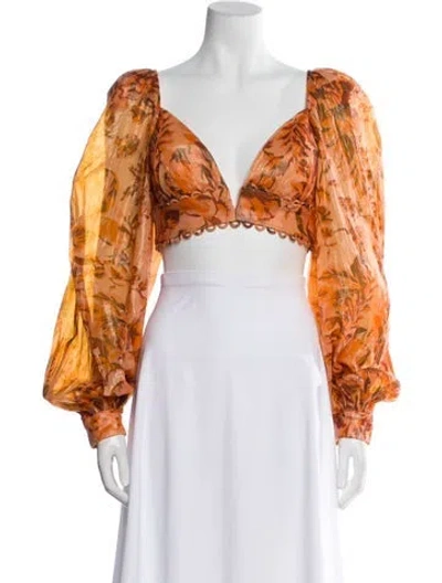 Pre-owned Acler Paisley Print V-neck Crop Top In Blue