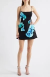 Acler Parrfold Floral Sleeveless Minidress In Black