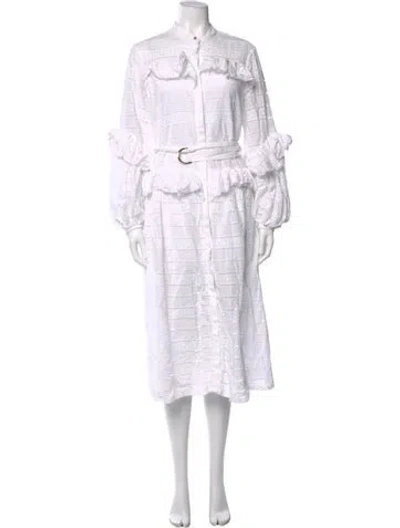 Pre-owned Acler Patterned Long Dress In White