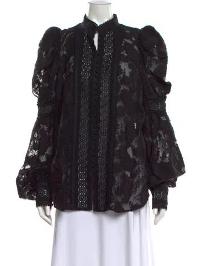Pre-owned Acler Patterned Long Sleeve Blouse In Black