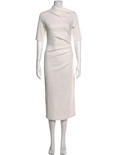 Pre-owned Acler Patterned Midi Length Dress In White