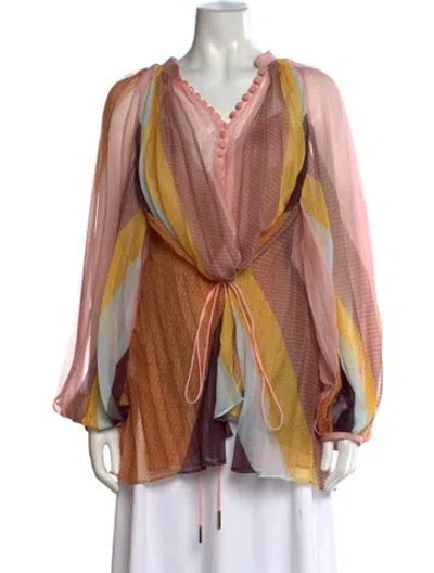 Pre-owned Acler Patterned V-neck Blouse In Pink