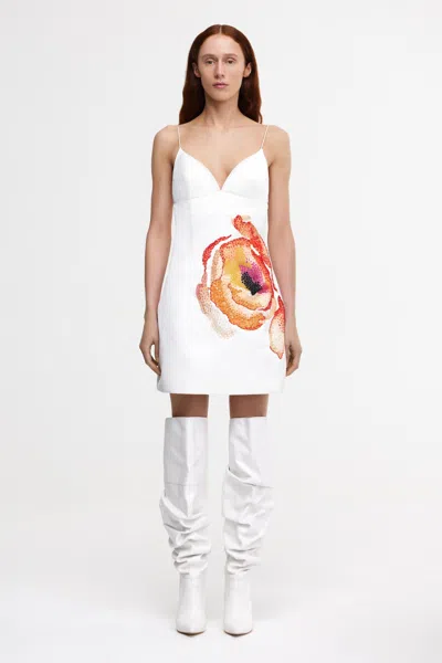 Acler Pendoylan Floral-embellished Satin Dress In Multi