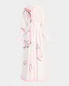 Acler Pennar Belted Long-sleeve Maxi Dress In Blush Abstract
