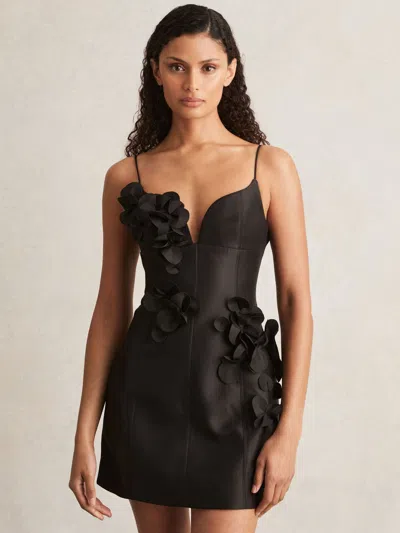 Acler Petal Detail Fitted Mini Black Dress
