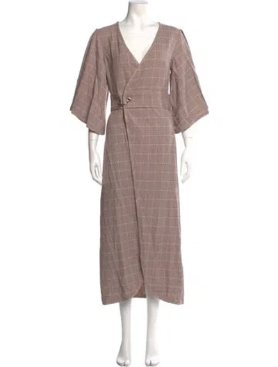 Pre-owned Acler Plaid Print Long Dress In Multi