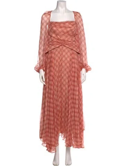 Pre-owned Acler Plaid Print Long Dress In Neutral