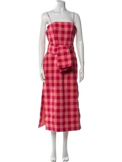 Pre-owned Acler Plaid Print Midi Length Dress In Pink