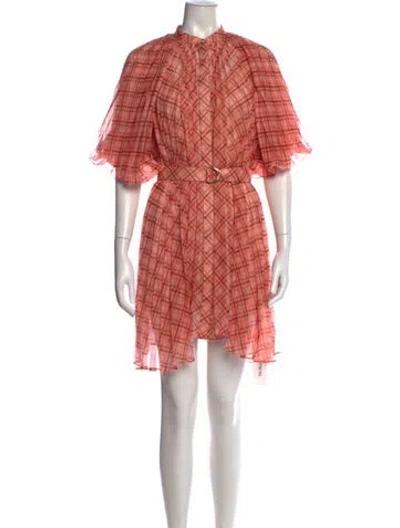 Pre-owned Acler Plaid Print Mini Dress In Orange