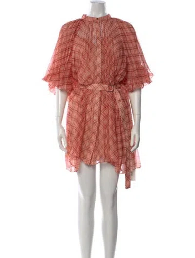 Pre-owned Acler Plaid Print Mini Dress In Red