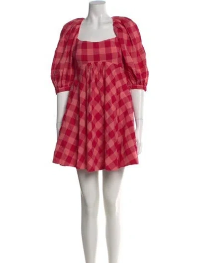 Pre-owned Acler Plaid Print Mini Dress W/ Tags In Pink
