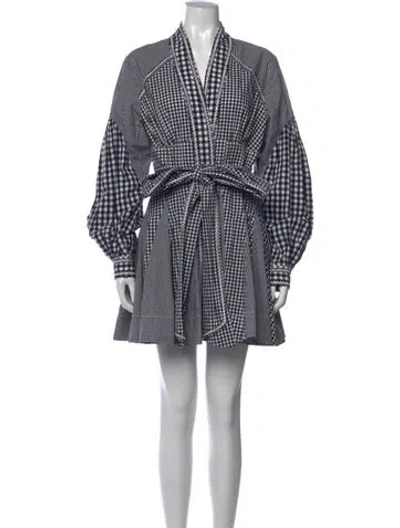 Pre-owned Acler Plaid Print Mini Dress In White