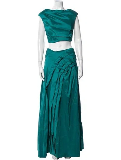 Pre-owned Acler Pleated Accents Skirt Set In Green