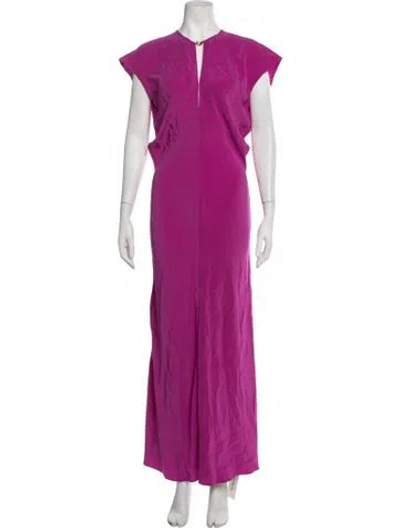 Pre-owned Acler Plunge Neckline Long Dress In Purple