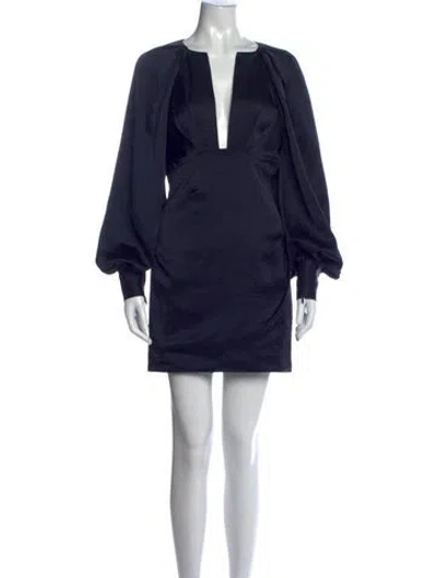 Pre-owned Acler Plunge Neckline Mini Dress In Blue
