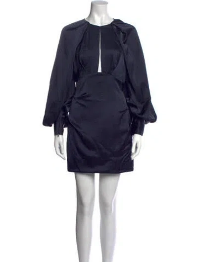 Pre-owned Acler Plunge Neckline Mini Dress In Blue