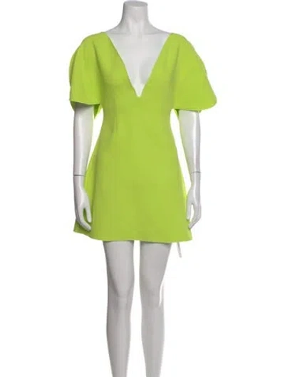Pre-owned Acler Plunge Neckline Mini Dress In Green