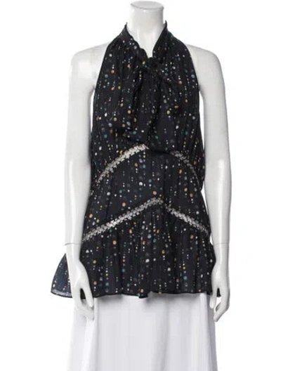 Pre-owned Acler Polka Dot Print Halterneck Blouse In Black
