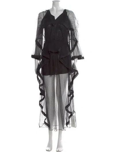 Pre-owned Acler Polka Dot Print Long Dress In Black