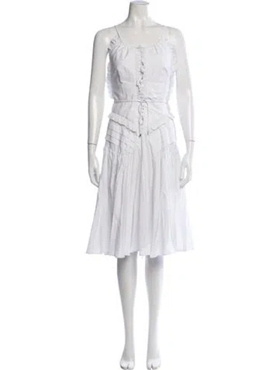 Pre-owned Acler Polka Dot Print Midi Length Dress In White