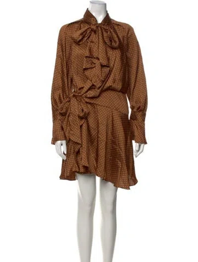Pre-owned Acler Polka Dot Print Mini Dress In Brown