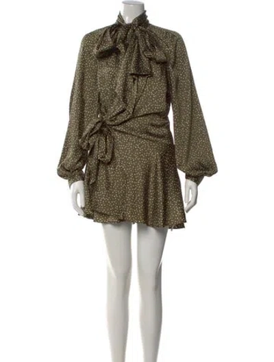 Pre-owned Acler Polka Dot Print Mini Dress In Green
