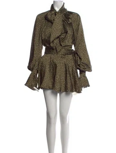 Pre-owned Acler Polka Dot Print Mini Dress In Green
