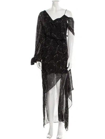 Pre-owned Acler Printed Long Dress In Black