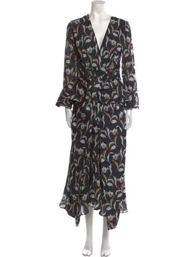 Pre-owned Acler Printed Long Dress In Black