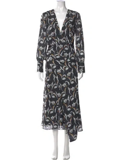Pre-owned Acler Printed Long Dress In Black