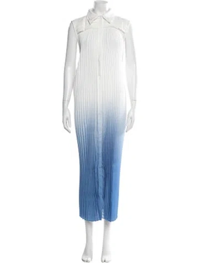 Pre-owned Acler Printed Long Dress In Blue/white