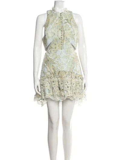 Pre-owned Acler Printed Mini Dress In Blue