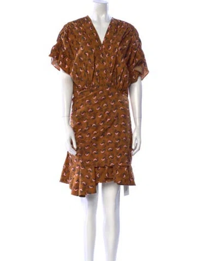 Pre-owned Acler Printed Mini Dress In Brown