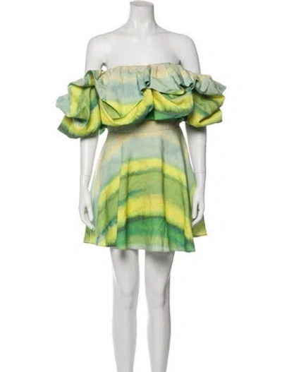 Pre-owned Acler Printed Mini Dress In Green