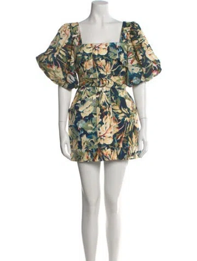 Pre-owned Acler Printed Mini Dress In Green