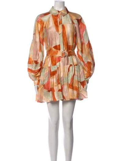Pre-owned Acler Printed Mini Dress In Orange