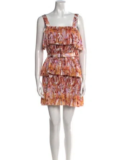 Pre-owned Acler Printed Mini Dress W/ Tags In Orange