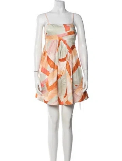 Pre-owned Acler Printed Mini Dress W/ Tags In Orange