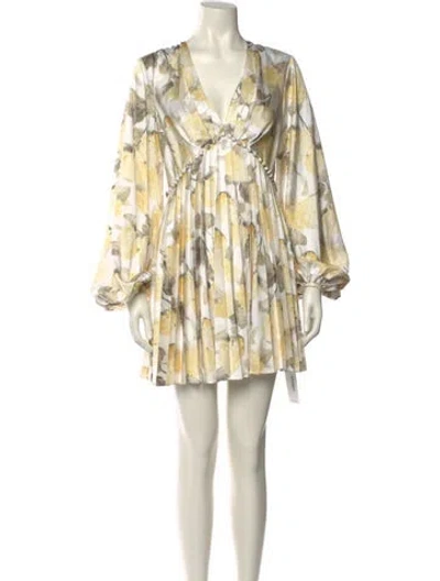 Pre-owned Acler Printed Mini Dress W/ Tags In White