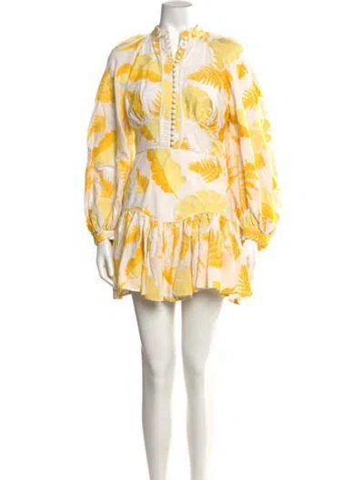 Pre-owned Acler Printed Mini Dress In White