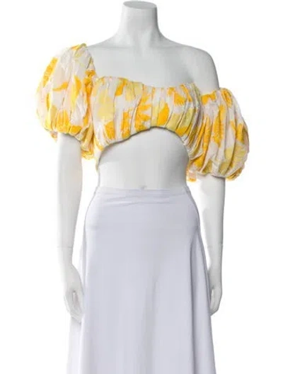 Pre-owned Acler Printed Square Neckline Crop Top In Neutral