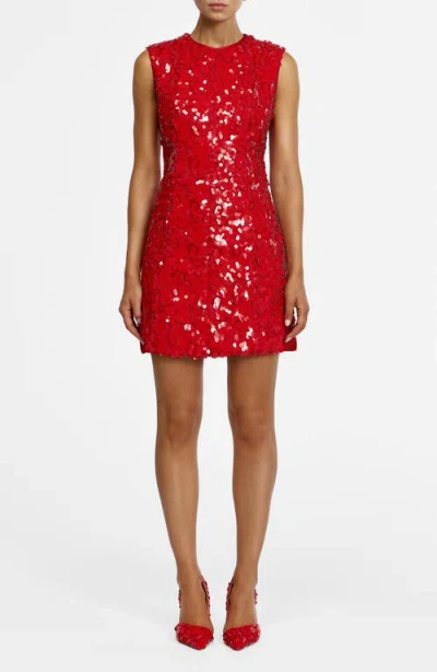 Acler Pryde Sequin Sleeveless Minidress In Spicy Red