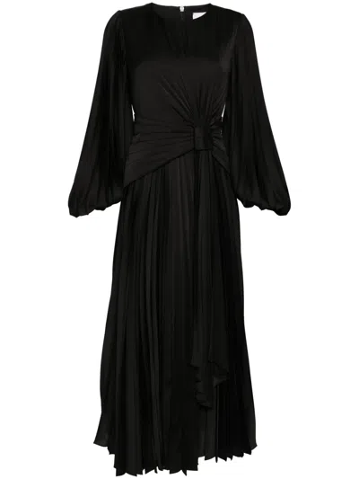 Acler Puff-sleeves Satin Dress In Black