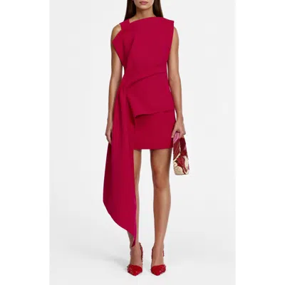 Acler Quindus Asymmetric Drape Minidress In Berry
