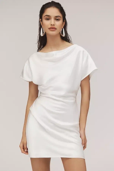 Acler Ramshaw Linen Blend Boat-neck Draped Mini Dress In White