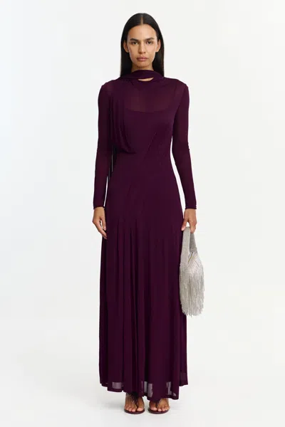 Acler Rea Maxi Dress In Burgundy