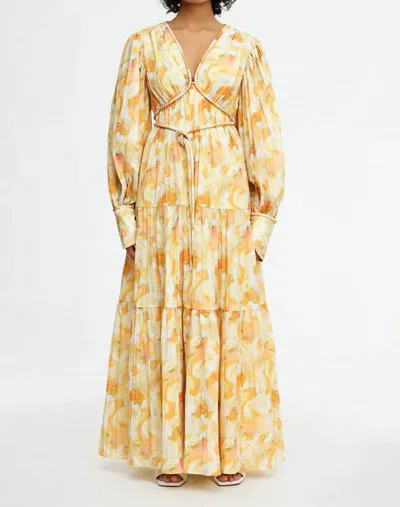 Acler Redford Maxi Dress In Ochre Cloud In Multi