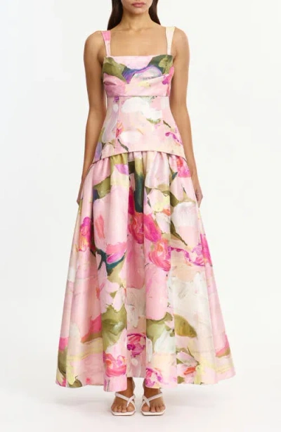 Acler Reeve Floral Print Dupioni Gown In Multi